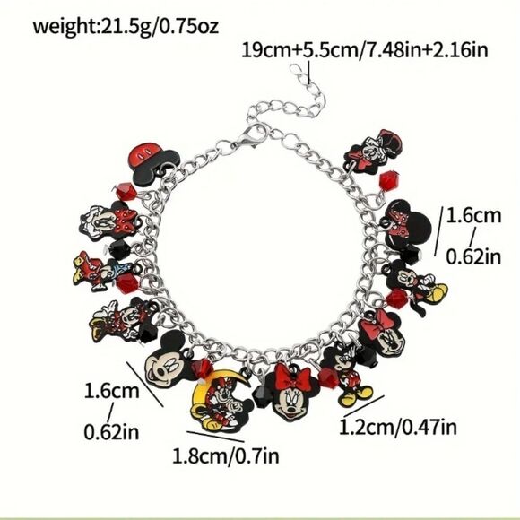 Disney Mickey & Minnie Mouse Charm Bracelet - Picture 2 of 7